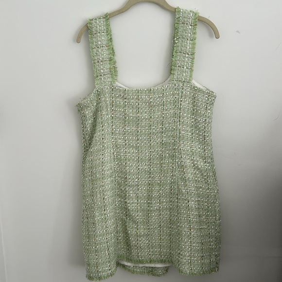 House of Harlow 1960 Tweed Green & Gold Mini Dress Size M - Picture 7 of 13